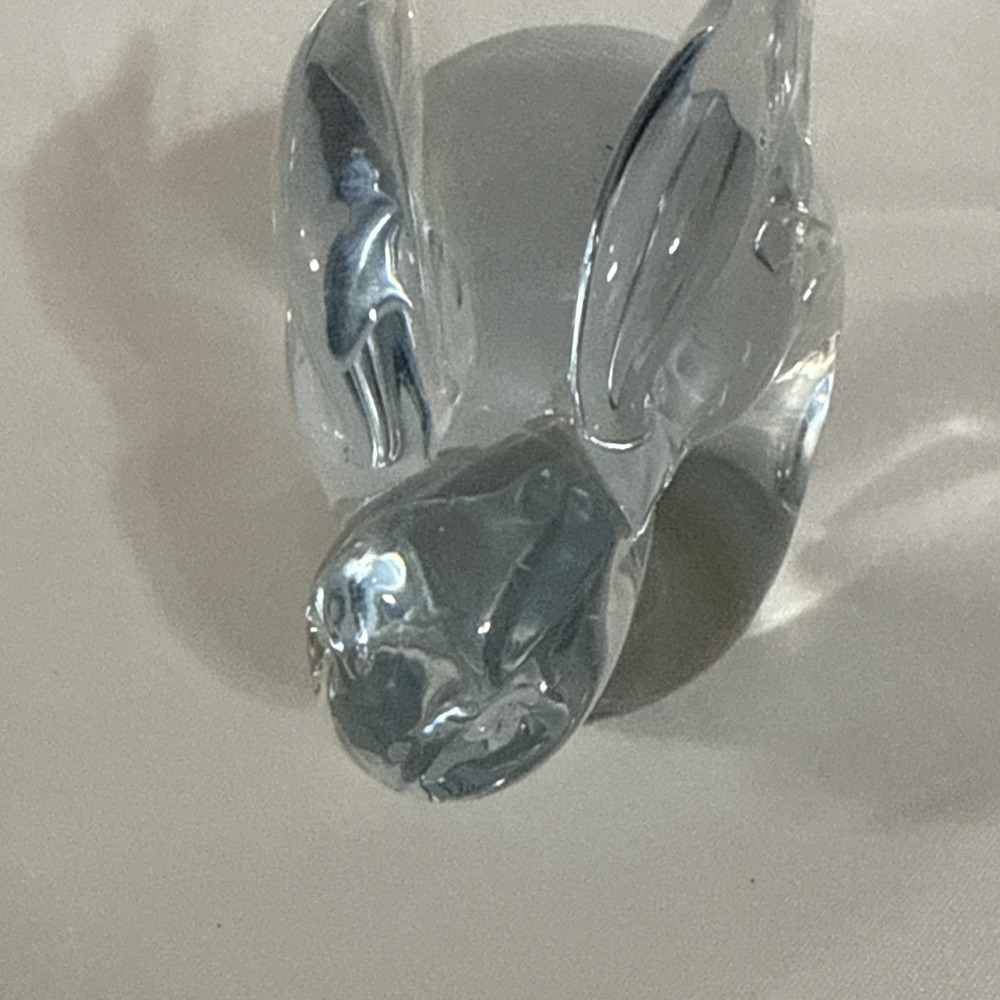 Vintage Interpur Clear Glass Rabbit Figurine Paperweight Taiwan - Picture 6 of 11